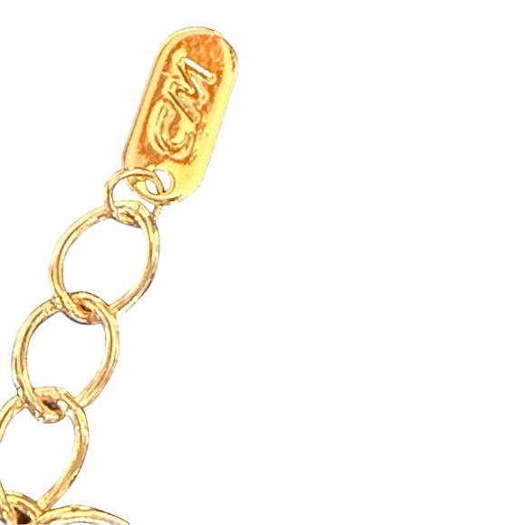 Gold Tone Chunky Chain Bracelet Textured Links Statement Luxury Style - Picture 4 of 6